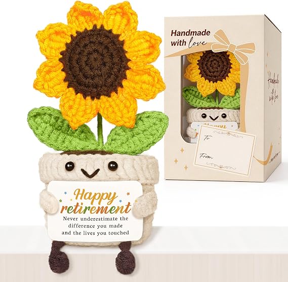 Retirement Gift for Woman, Handmade Positive Sunflower Crochet