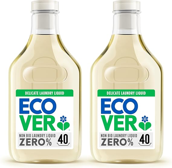 Ecover Zero Non-Bio Laundry Liquid, Sensitive Skin, 80 Washes, Pack of 2