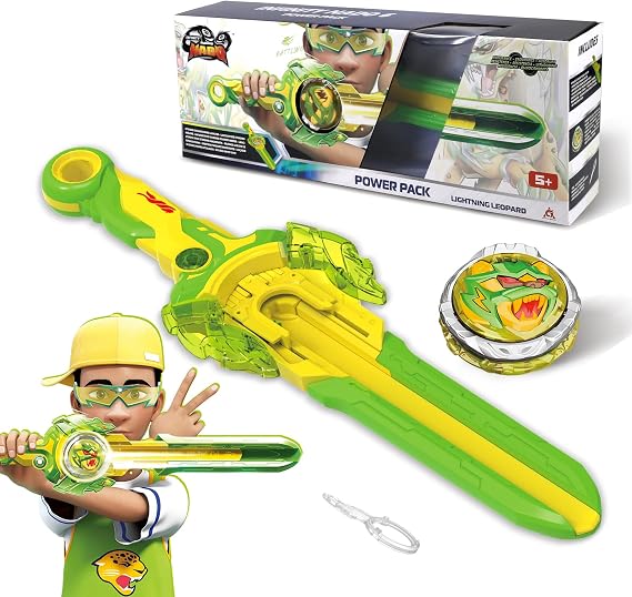 INFINITY NADO Sword Launcher Top Metal Glow Lightning Leopard 5+