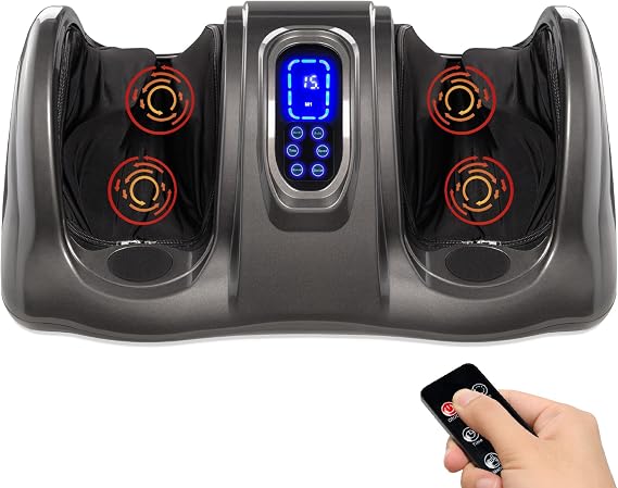 Best Choice Products Shiatsu Foot Massager for Pain Relief, Plantar Fasciitis, Neuropathy, Blood Circulation, Remote Control w/Compact Design - Gray
