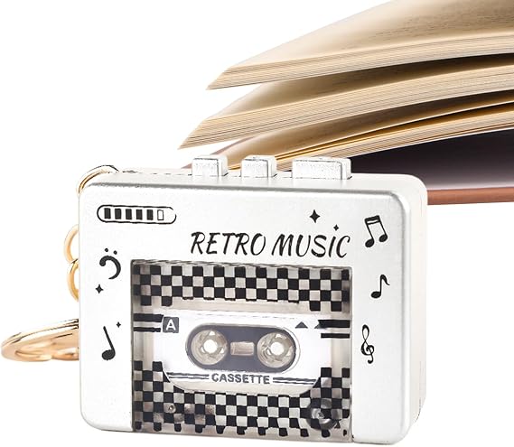 Mini Player Keychain Cassette Keyring Pendant with 10 Songs