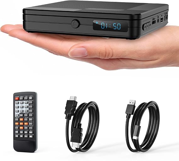 Mini DVD Player for TV, Multi Region Free, 1080P HD, Remote Included