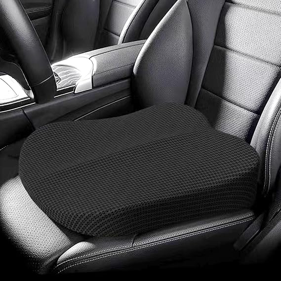 Adult Booster Seat Cushion for Car, 3.94 Inches Height Wedge Car Truck Seat Cushions for Driving, Soft Memory Foam Butt Cushion for Sciatica Tailbone Lower Back Pain Relief, Black