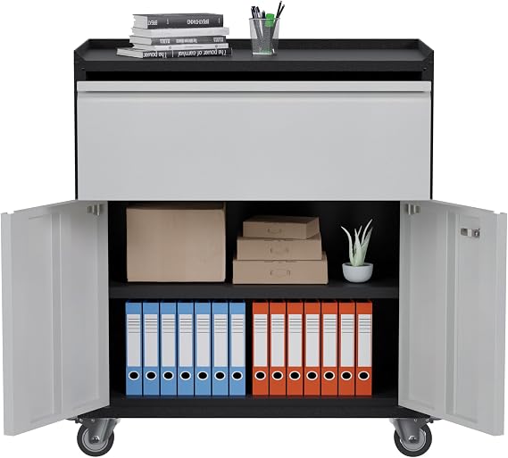 Metal Lockable Storage Cabinet with 2 Doors,Tall Garage Tool Cabinets with Adjustable Shelves,71 Steel Filing Storage Locker for Home Office,Garage