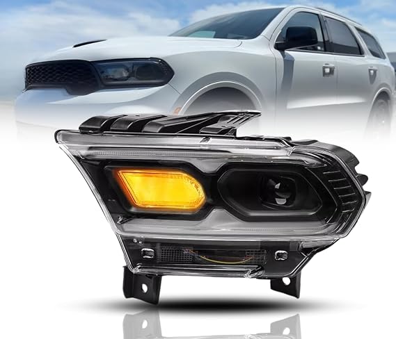 ALLIGATOR AUTO LIGHTS LED Headlight Replacement for Dodge Durango 2021-2025 Headlamp with Halogen Turn Signal Assembly Including Bulbs, Left/Driver Side, OEM: 68433779AF, Partslink: CH2502344