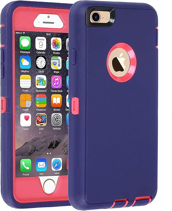 smartelf Case for iPhone 6/6s Heavy Duty With Built-in Screen Protector Shockproof Dust Drop Proof Protective Cover Hard Shell for Apple iPhone 6/6s 4.7 inch-Light Purple/Pink