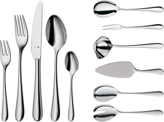 WMF Cutlery Set 66-Pieces for 12 Persons Merit Cromargan Protect Stainless Steel Brushed Extremely Scratch Resistant with Inserted Blade