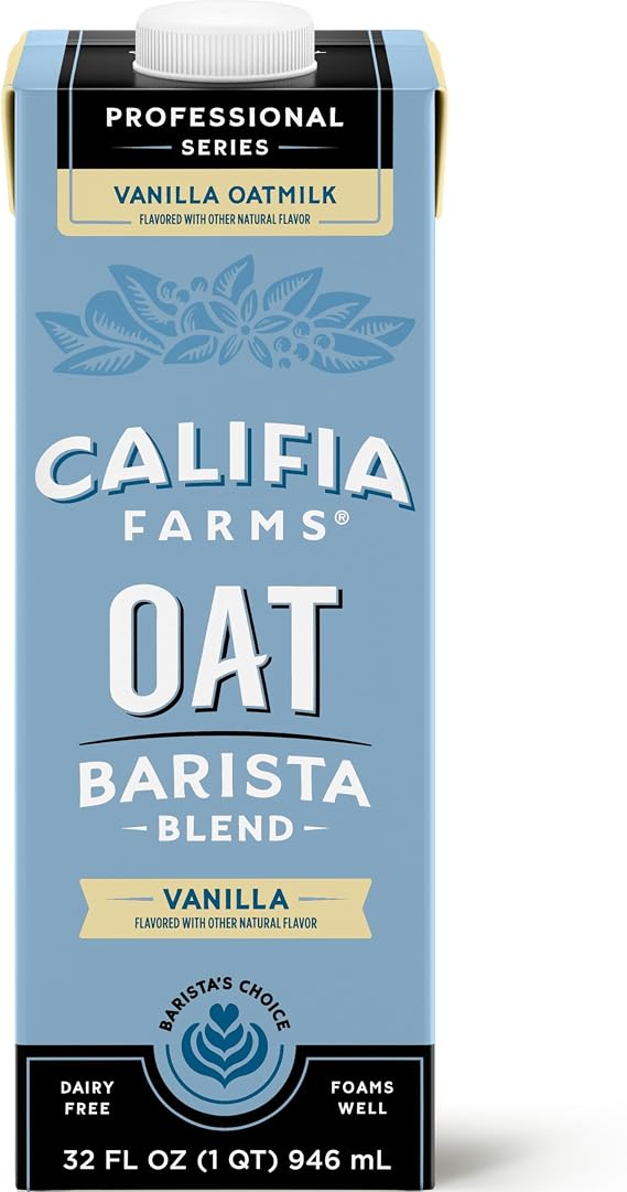 Califia Farms Vanilla Oat Barista Blend Oat Milk, 32 Oz | Non Dairy Milk | Creamer | Vegan | Plant Based | Gluten-Free | Non-GMO