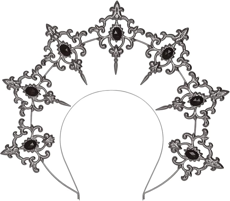 LVOW Vintage Saint Halo Crown and Tiara Headband Baroque Goddess Crown Headpiece Bridal Hair Accessories Costume