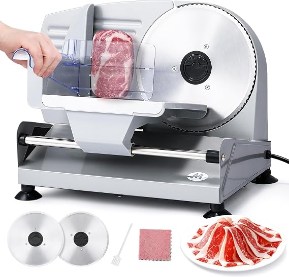Moongiantgo Electric Meat Slicer 200W With Stainless Steel Blades, 110V