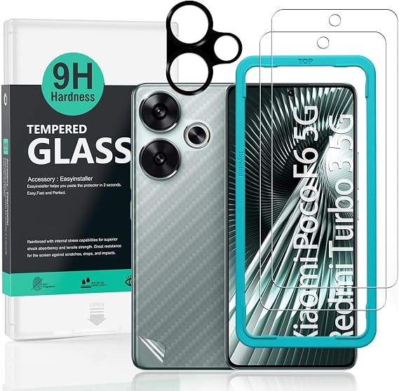 Ibywind Screen Protector For Xiaomi Poco F6 5G/Redmi Turbo 3 5G 6.67"[2 Pack],9H Hardness Tempered Glass,With 1Pc Camera Lens Protector,Easy to Install
