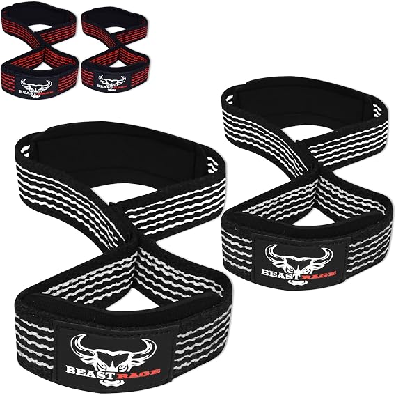 BEAST RAGE Figure 8 weight lifting straps Professional Padded Support Fitness Deadlift Powerlifters Cotton Straps Gym Wrist Straps