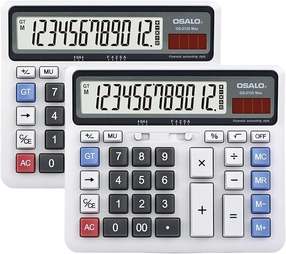 Pendancy 2 Pack Desk Calculators, 12-Digit Large Display, Big Buttons