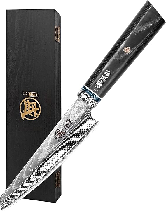 MITSUMOTO SAKARI 4.5 Inch Paring Knife HAP40 Steel - Japanese Damascus Blade, Precision Fruit & Vegetable Chef Knife