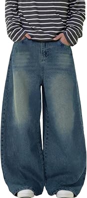 Baggy Jeans for Men Y2K Vintage Wide Leg Barrel Jeans Hip Hop Skater Streetwear Loose Fit Denim Pants