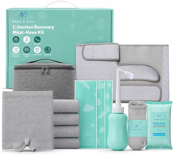 Mama & Wish C-Section Recovery Kit Must Haves | Belly Binder & Scar, 12-Pc