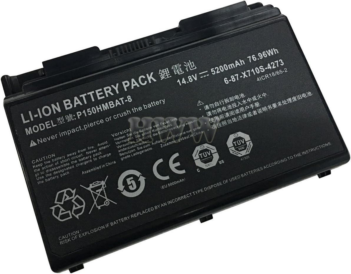 New 14.8V 76.96Wh 5200mAh P150HMBAT-8 Battery Compatible with Clevo P170 P170HM 6-87-X710S-4271 6-87-X710S-4272 6-87-X710S-4273 6-87-X710S-4J72 Series