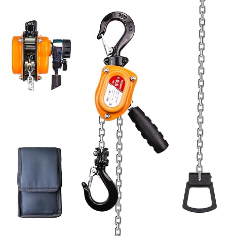 YATOINTO Manual Lever Chain Hoist, 1/2 Ton 1100lbs Mini Lever Block, 3M 10 FT Puller Come Along, G80 Rope Hoist Tool with Hook for Warehouse Building
