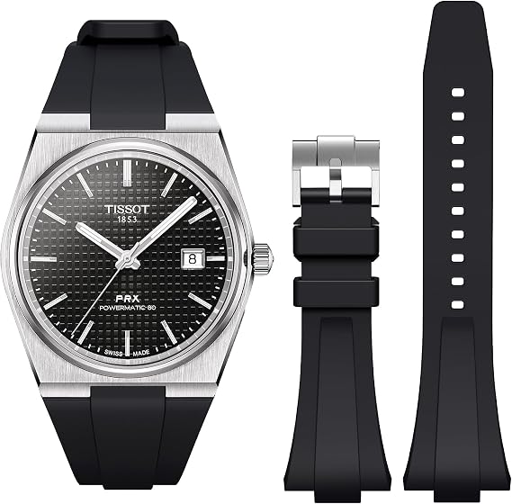 Stanchev Strap for Tissot PRX Watch Series,Quick Release Soft Silicone Strap for Tissot PRX Powermatic 80,12mm Men Women Replacement Straps for Tissot PRX Series Watch 40mm