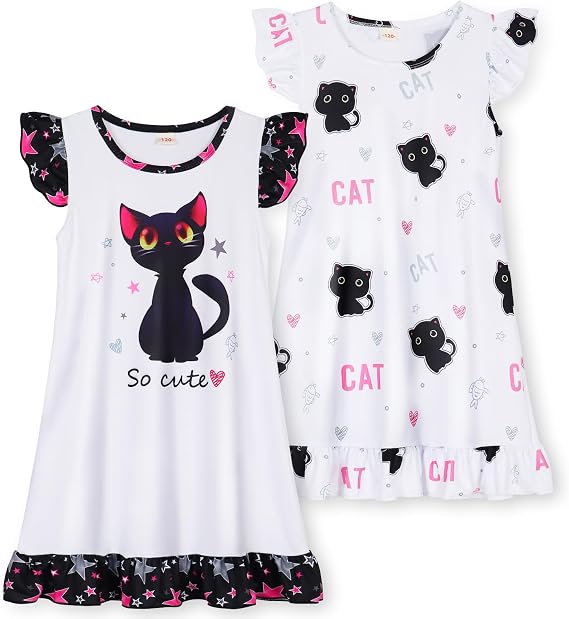 2Pcs Girls Nightgowns Princess Pajama Dresses for Girls Sleepwear Nightie