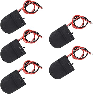 5pcs Button Battery Holder Coin Cell Battery Holder with Switch 1X CR2032 Battery Holder Battery Storage Boxes Cover with Leads On ON-Off Switch Socket Container CR2032 3V-Black