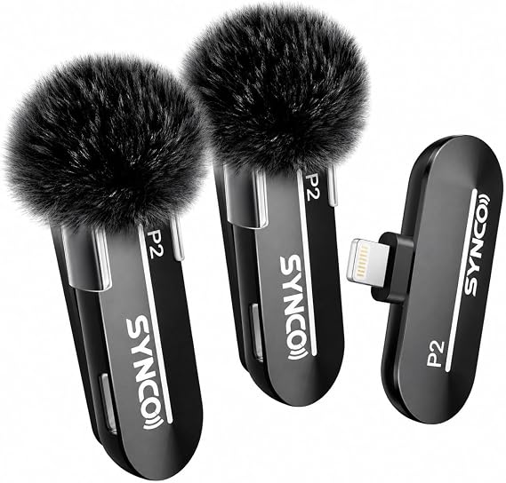 SYNCO Wireless Microphone for iPhone, Mini Clip-On Lapel Mic with Noise Cancellation, 150m Transmission Range, External Mic for Vlogging, TikTok, YouTube, Compatible with iOS Devices