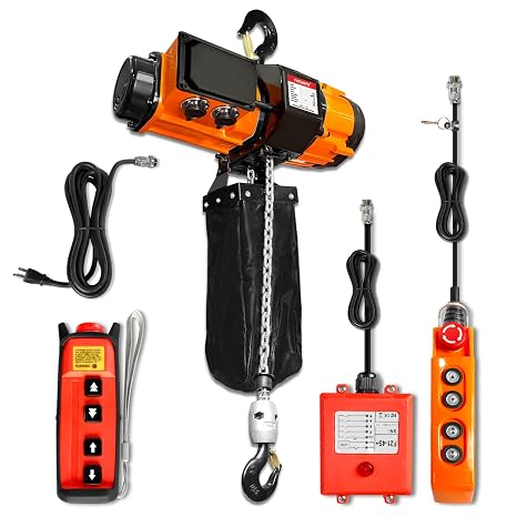 YATOINTO 2-Speed Electric Chain Hoist 1100lb, 5V Low Voltage Pendant & Remote Control, 120V Brushless Motor, Dual Braking System, 10ft G80 Chain Lift for Garages & Workshops