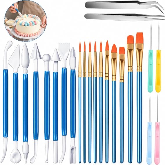 24 Pcs Cookie Decorating Fondant Cake Decorating Tool Set, Blue