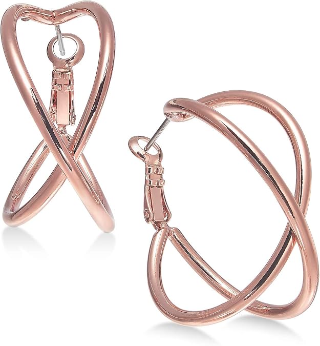 Charter Club Rose Gold-Tone Crisscross Double-Hoop Earrings