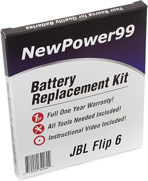 NewPower99 Battery Kit for JBL Flip 6 with Tools, How-to Video and Extended Life Battery