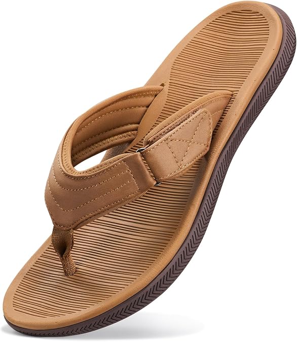 ZURIN Beach Flip Flops for Men, Thong Sandals with Adjustable Straps