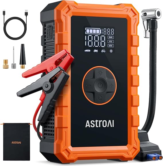 AstroAI S8 Air 3000A Jump Starter with Air Compressor, 12V Jump Box