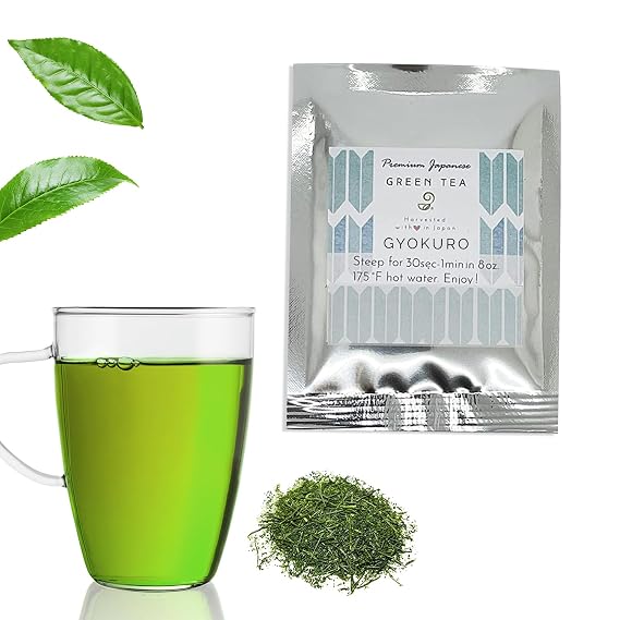 Japanese Green Tea Co. Gyokuro Japanese Green Tea Loose Leaf 0.3 Oz (10g) Yabukita Natural and Vegan High Caffeine Loose Leaf Tea Antioxidant-Rich Green Tea Loose Leaf