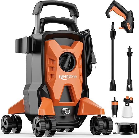 Keenstone Electric Pressure Washer, 5000 PSI 3GPM with Anti-Tipping Design