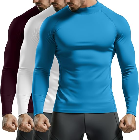 August Alley 3 Pack Men's Turtleneck Compression Shirts