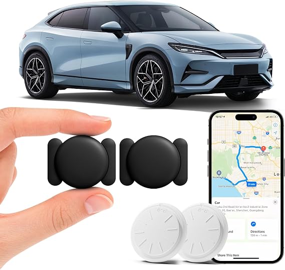 車両用GPSトラッカー 車用リアルタイム検出不能GPSトラッカー 2個 - 月額料金なし & SIMカード 隠し磁気GPSロケーター用 iOS専用 ウルトラスリム防水カートラッカー 安全で丈夫
