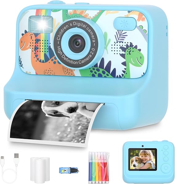 Mafiti Kids Camera Instant Print,Dinosaur Blue