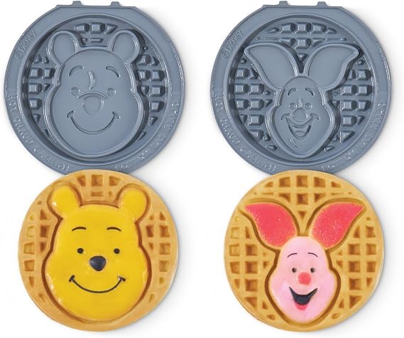 Disney Dash MultiMaker Mini System Removable Plate Set - Ceramic Coating Replacement Plates for Waffle Breakfast - Waffle Maker Not Included - 4-Inch - 2-Pack - Winnie the Pooh & Piglet