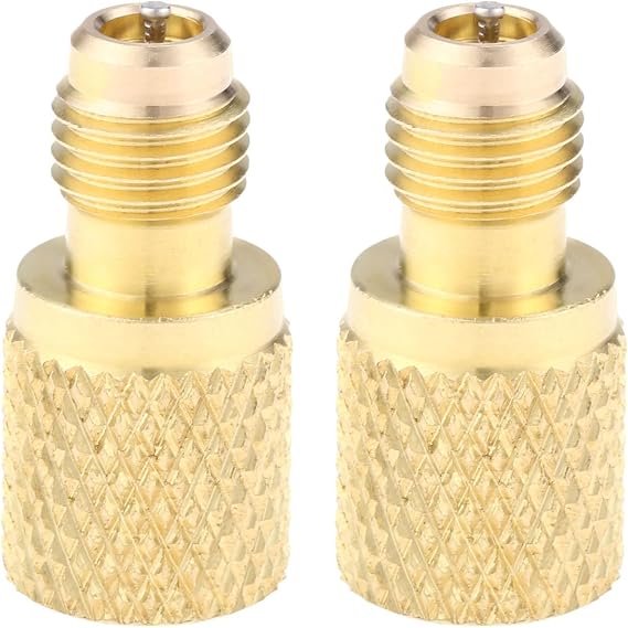 2 PCS R134A Brass Adapter Fitting, 1/4" Male to 1/2" Female AC Tank Adapter | Replacement for Air Conditioning Refrigerant System Vacuum Pump Port Connection