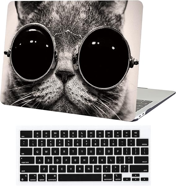 for MacBook Air 13.6 inch Case 2025 2024 2023 2022 M4 A3240 M3 A3113 M2 A2681 Chip Liquid Retina Touch ID,MacBook Air 13 M4 Laptop Plastic Hard Shell Case & Keyboard Cover, Cool Cat