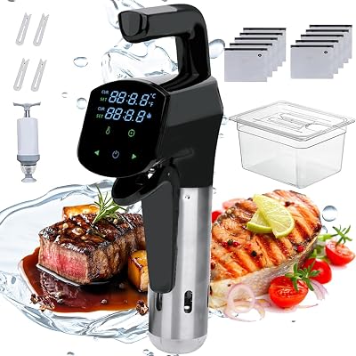 sous vide precision cooker, sous vide machine kit with extractor pump, stainless steel precision cooker thermal immersion circulator white Black