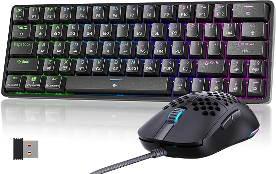 TMKB Falcon M1SE Honeycomb Gaming Mouse and 60% Wireless Mechanical Gaming Keyboard