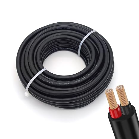 Oxygen-Free Copper 18AWG 2 Conductor Pure Copper Flexible Electrical Wire Cable Stranded PVC 2Cord for Lighting Automotive(18AWG-2C, 10ft)