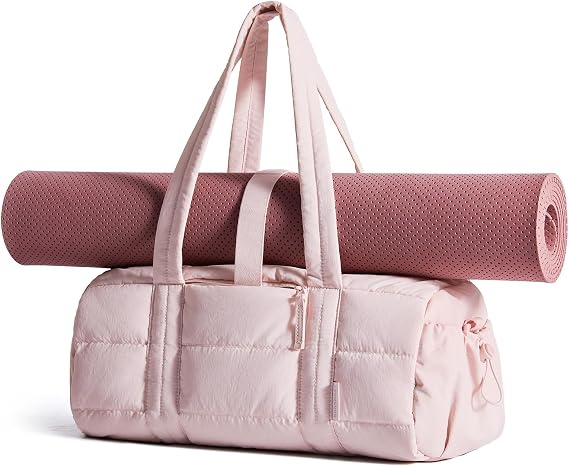 BAGSMART Reiki Gym Bag for Women Puffy Yoga Mat Travel Weekender Duffle Bag