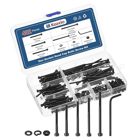 402pcs Socket Head Cap Screws Bolt Nut Assortment Kit M3 Alloy Steel