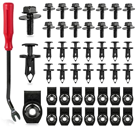 Xislet 45PCS Universal Engine Under Cover Splash Shield Guard Body Bolts | Bumper Fender Liner, Push Retainer Fastener Rivet Clips, Compatible with Most Brand of Vehicles