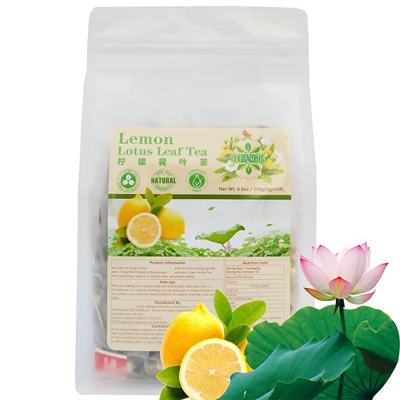 SIFANGDA Lemon Lotus Leaf Tea 8.8oz(250g,5gx50P) Natural Chinese Herbal Tea