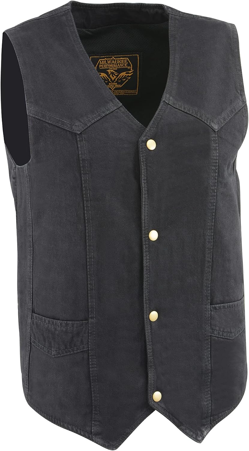 Mens 100% Cotton Basic Denim Vest XL 48 Black