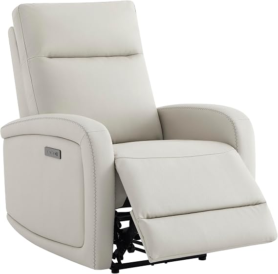 Watson & Whitely Zero Wall Recliners W Power Headrest, Faux Leather Cream