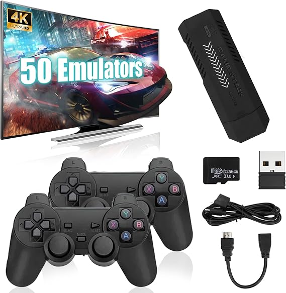 X2 Plus Retro Gaming Console 256G Compatible 50+ Emulators 4K HD Video Game Stick Plug&Play With Two Wireless Controller